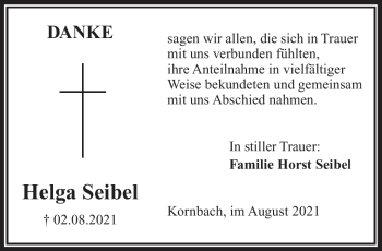 Traueranzeige von Helga Seibel von Frankenpost