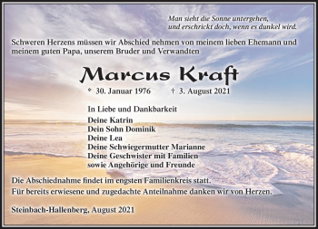 Traueranzeige von Marcus Kraft von Südthüringer Presse