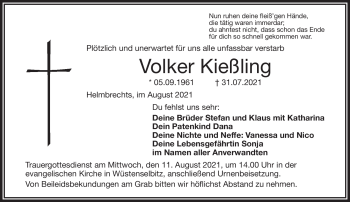Traueranzeige von Volker Kießling von Frankenpost