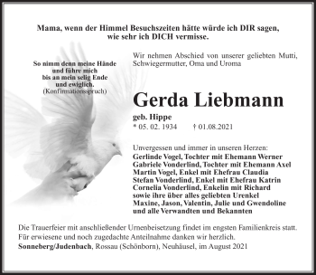 Traueranzeige von Gerd Liebmann von Südthüringer Presse