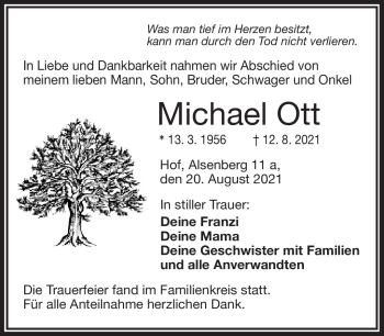 Traueranzeige von Michael Ott von Frankenpost