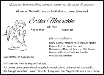 Traueranzeige von Erika Matschke von Neue Presse Coburg