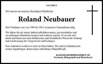 Traueranzeige von Roland Neubauer von Neue Presse Coburg