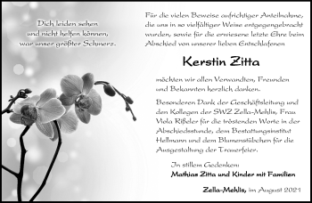 Traueranzeige von Kerstin Zitta von Südthüringer Presse
