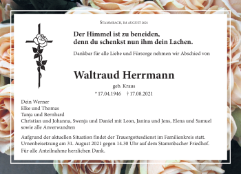 Traueranzeige von Waltraud Herrmann von Frankenpost