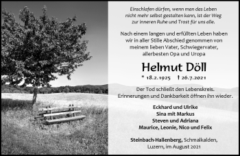 Traueranzeige von Helmut Döll von Südthüringer Presse