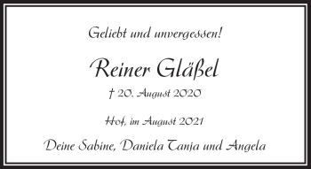 Traueranzeige von Reiner Gläßel von Frankenpost