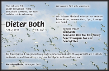 Traueranzeige von Dieter Both von Südthüringer Presse