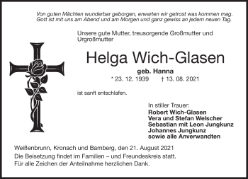 Traueranzeige von Helga Wich-Glasen von Neue Presse Coburg