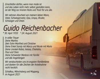 Traueranzeige von Guido Reichenbacher von Südthüringer Presse
