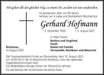 Traueranzeige von Gerhard Hofmann von Südthüringer Presse