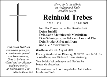 Traueranzeige von Reinhold Trebes von Neue Presse Coburg