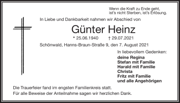 Traueranzeige von Günter Heinz von Frankenpost