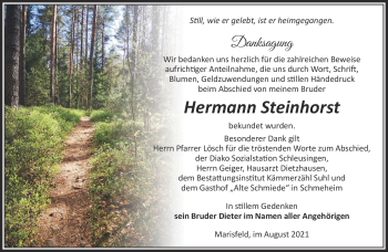 Traueranzeige von Hermann Steinhorst von Südthüringer Presse