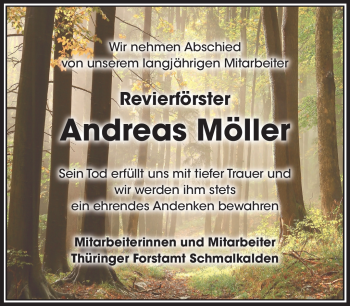 Traueranzeige von Andreas Möller von Südthüringer Presse