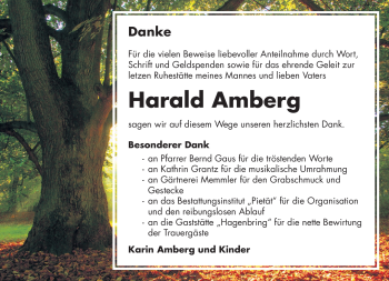 Traueranzeige von Harald Amberg von Südthüringer Presse