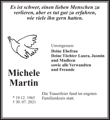 Traueranzeige von Michele Martin von Frankenpost