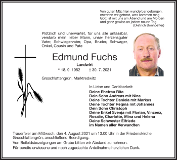 Traueranzeige von Edmund Fuchs von Frankenpost