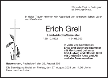 Traueranzeige von Erich Grell von Neue Presse Coburg