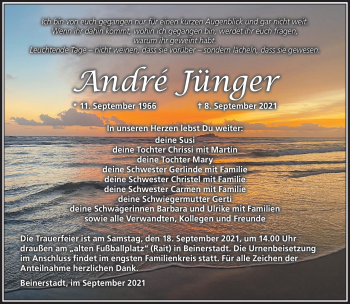 Traueranzeige von Andre Jünger von Südthüringer Presse