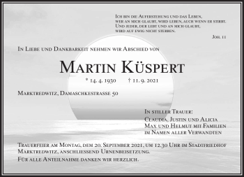 Traueranzeige von Martin Küspert von Frankenpost