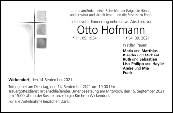 Traueranzeige von Otto Hofmann von Neue Presse Coburg