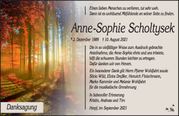 Traueranzeige von Anne-Sophie Scholtysek von Südthüringer Presse