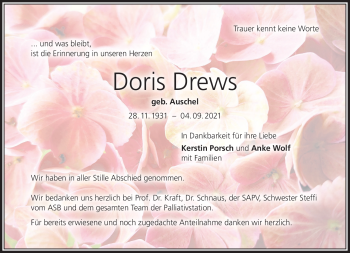 Traueranzeige von Doris Drews von Neue Presse Coburg