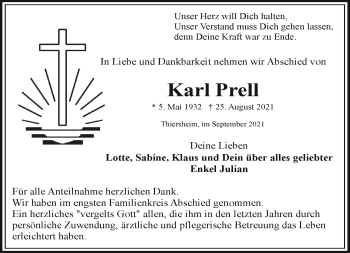 Traueranzeige von Karl Prell von Frankenpost