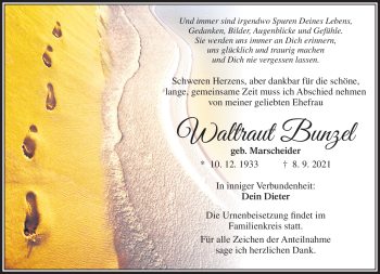 Traueranzeige von Waltraut Bunzel von Neue Presse Coburg