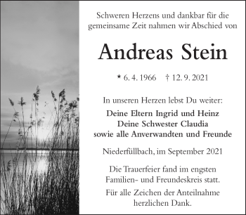 Traueranzeige von Andreas Stein von Neue Presse Coburg