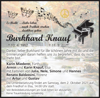 Traueranzeige von Burkhard Knauf von Neue Presse Coburg