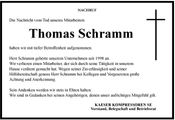 Traueranzeige von Thomas Schramm von Südthüringer Presse