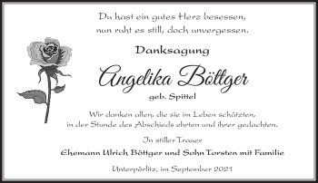 Traueranzeige von Angelika Böttger von Südthüringer Presse
