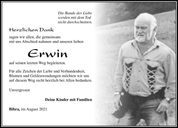 Traueranzeige von Erwin Hölzer von Südthüringer Presse