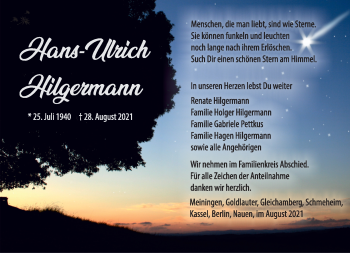 Traueranzeige von Hans-Ulrich Hilgermann von Südthüringer Presse