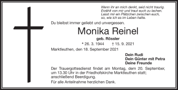 Traueranzeige von Monika Reinel von Frankenpost