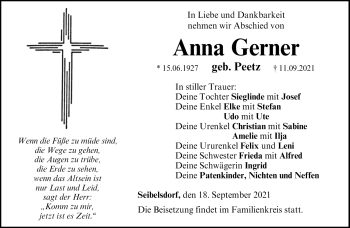 Traueranzeige von Anna Gerner von Neue Presse Coburg