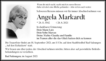 Traueranzeige von Angela Markardt von Südthüringer Presse