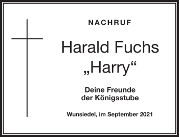 Traueranzeige von Harald Fuchs von Frankenpost