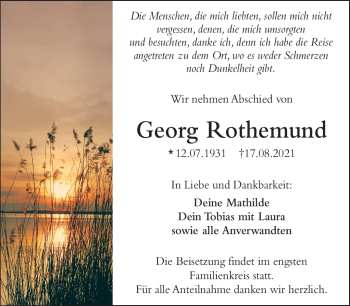 Traueranzeige von Georg Rothemund von Frankenpost