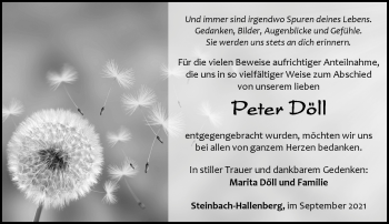Traueranzeige von Peter Döll von Südthüringer Presse