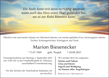Traueranzeige von Marion Biesenecker von Neue Presse Coburg