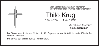 Traueranzeige von Thilo Krug von Frankenpost