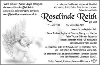 Traueranzeige von Roselinde Reith von Südthüringer Presse