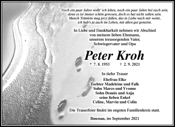 Traueranzeige von Peter Kroh von Südthüringer Presse