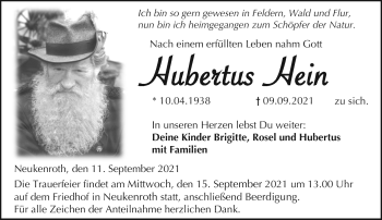Traueranzeige von Hubertus Hein von Neue Presse Coburg