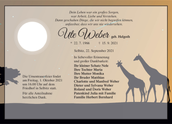 Traueranzeige von Ute Weber von Frankenpost