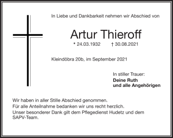 Traueranzeige von Artur Thieroff von Frankenpost