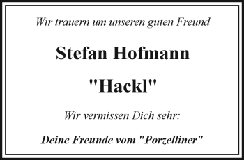Traueranzeige von Stefan Hofmann von Frankenpost